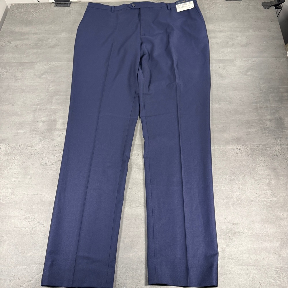 Joseph Abboud Dress Pants Mens 40x36 Flat Front Navy Blue Wool Blend Hemmed $150